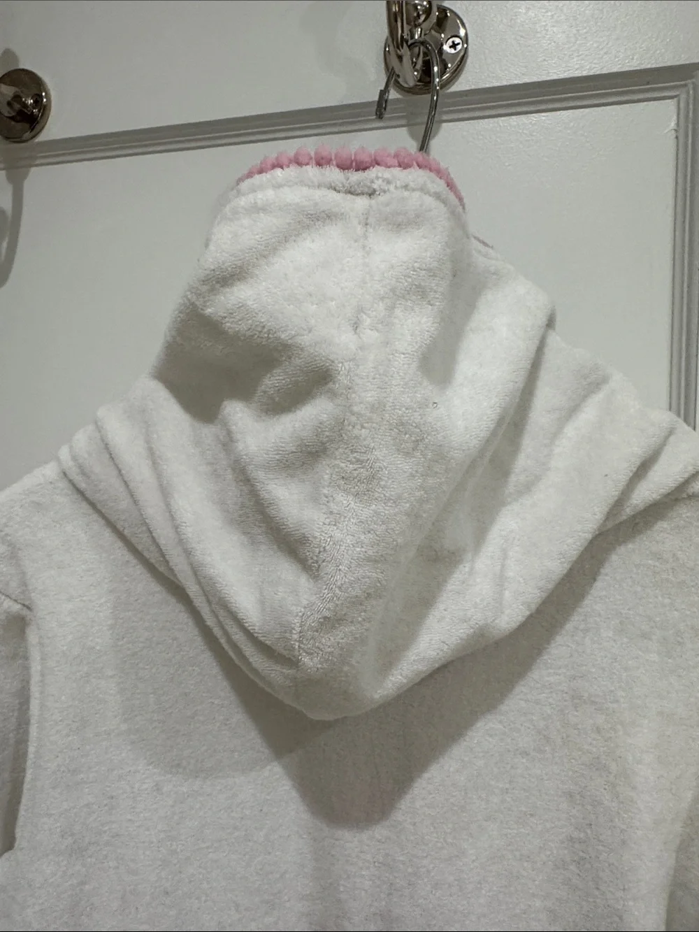 Elizabeth Hurley Bella Hoodie White Hooded Zip Swim Jacket with Pink Trim 8-9